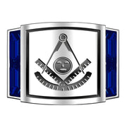 Men's 925 Sterling Silver Synthetic Sapphire Past Master Freemason Masonic Ring - US Jewels
