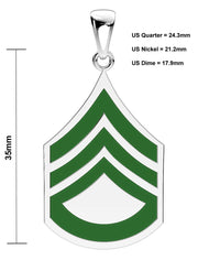 Men's 925 Sterling Silver US Army Staff Sergeant Rank Pendant - US Jewels