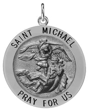 Men's Antique 925 Sterling Silver Saint Michael Round Pendant Necklace, 25mm - US Jewels