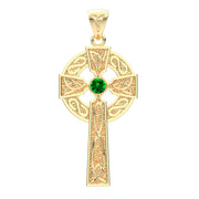 Men's Celtic Knot Cross Pendant Necklace with 15 Birthstones, 39mm - US Jewels