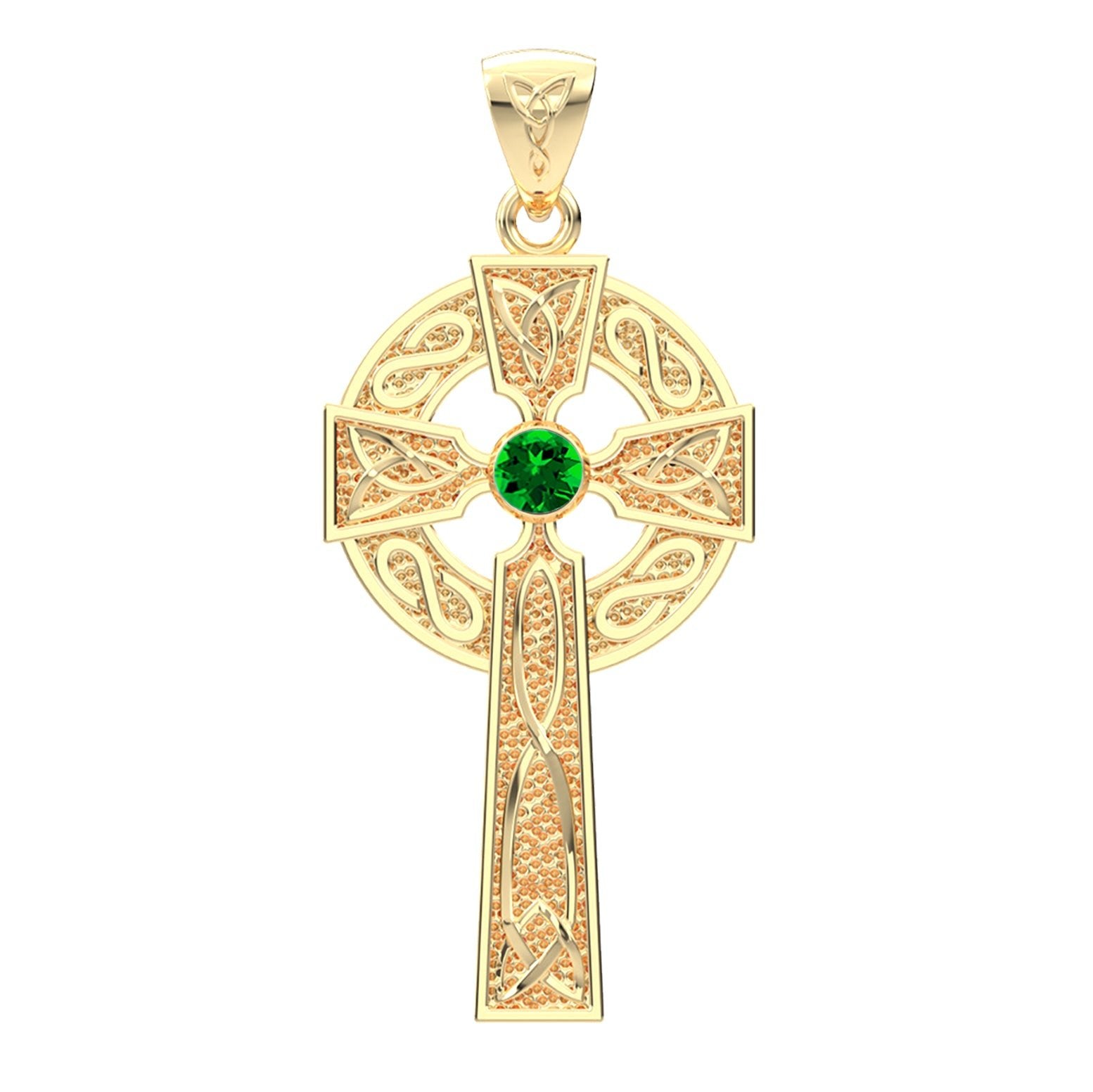 Men's Celtic Knot Cross Pendant Necklace with 15 Birthstones, 39mm - US Jewels