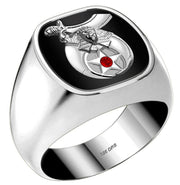 Men's Customizable Solid Back 925 Sterling Silver Masonic Ring - US Jewels