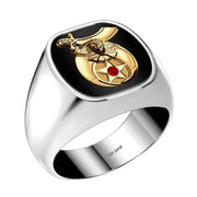 Men's Customizable Solid Back 925 Sterling Silver Masonic Ring - US Jewels