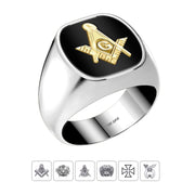 Men's Customizable Solid Back 925 Sterling Silver Masonic Ring - US Jewels