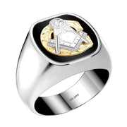 Men's Customizable Solid Back 925 Sterling Silver Masonic Ring - US Jewels