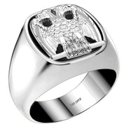 Men's Customizable Solid Back 925 Sterling Silver Masonic Ring - US Jewels