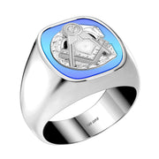 Men's Customizable Solid Back 925 Sterling Silver Masonic Ring - US Jewels