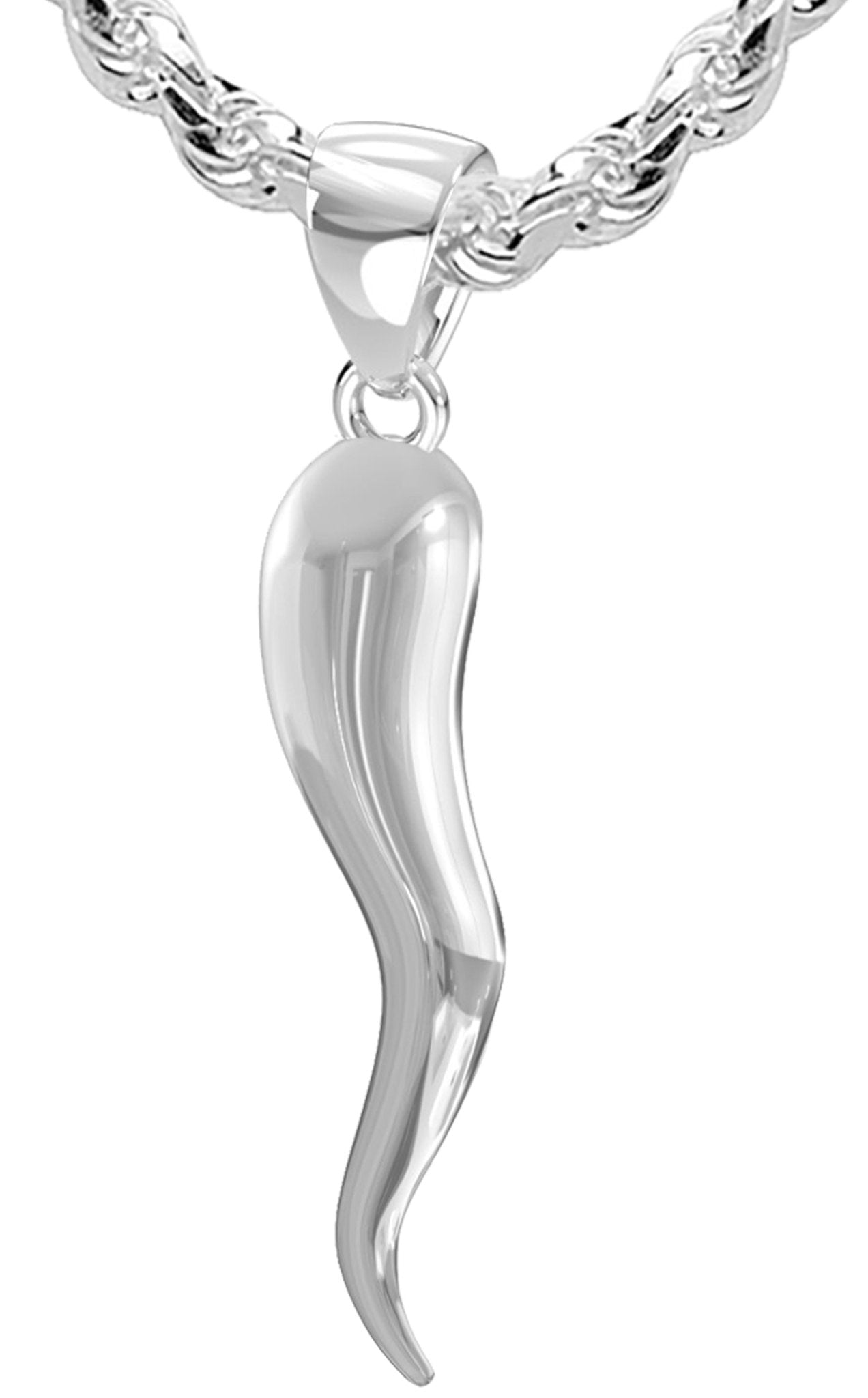 XL Extra Large Jumbo Italian Horn Necklace Good Luck Pendant In