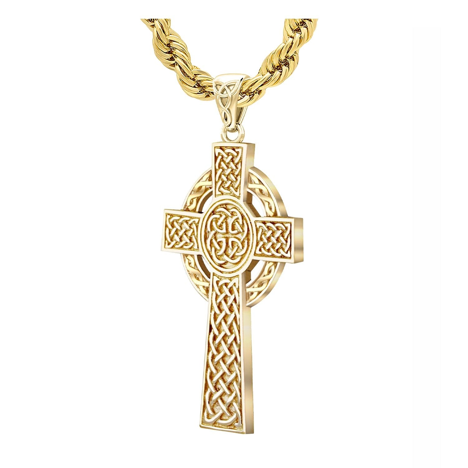 Gold Celtic Cross Charm - Mens - Large