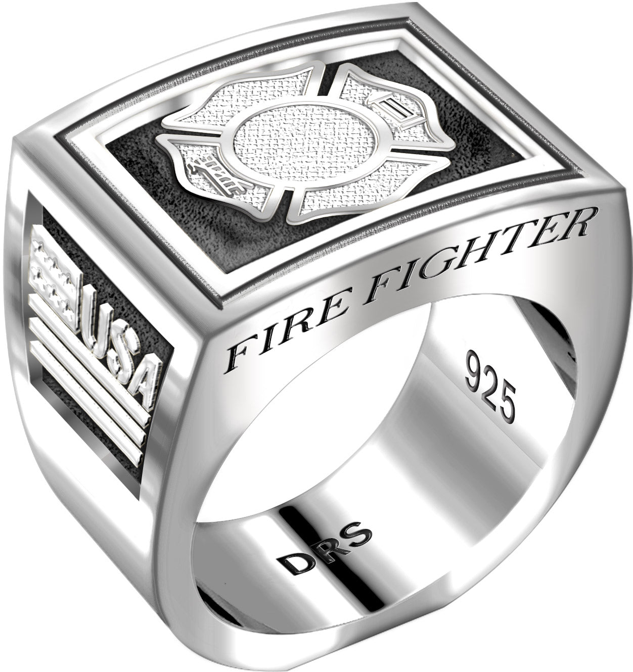 Inconsistent toelage Ambassade Men's Heavy 925 Sterling Silver Firefighter Ring Band