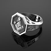 Men's Heavy 925 Sterling Silver Freemason Master Mason Octagon Ring - US Jewels