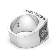 Men's Heavy 925 Sterling Silver Freemason Master Mason Ring Band - US Jewels
