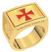 Men's Heavy Solid 10K or 14K Yellow Gold Knights Templar Ring Band - US Jewels