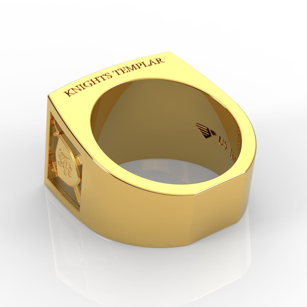 Men's Heavy Solid 10K or 14K Yellow Gold Knights Templar Ring Band - US Jewels