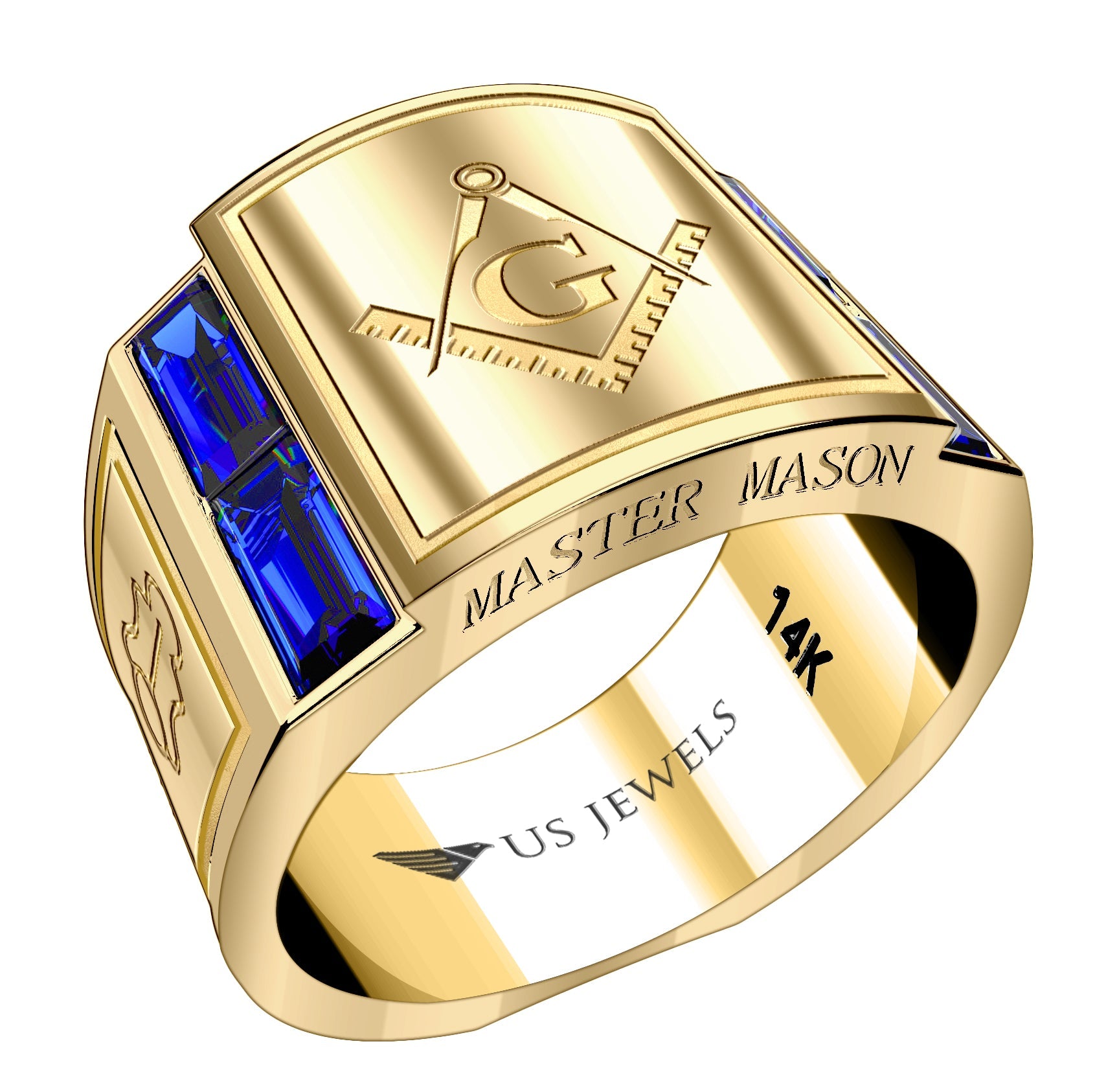 10K solid yellow and deals white gold with multi stone Masonic unisex ring