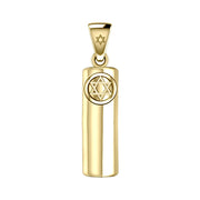 Men's Large 10K or 14K Yellow Gold Jewish Star of David Mezuzah Pendant Necklace, 40mm - US Jewels