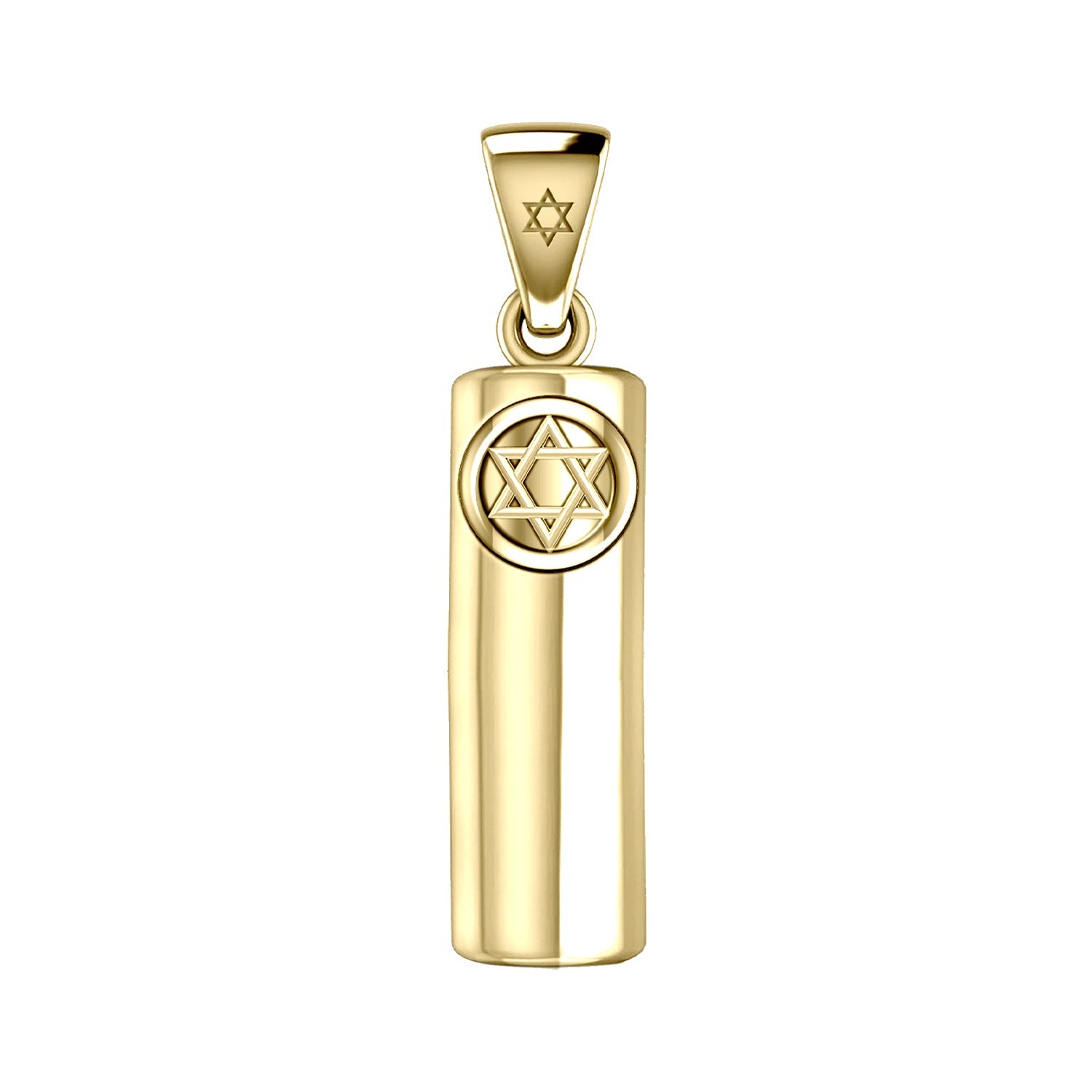Men's Large 10K or 14K Yellow Gold Jewish Star of David Mezuzah Pendant Necklace, 40mm - US Jewels