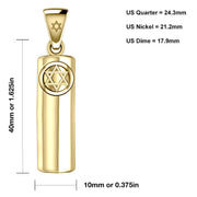 Men's Large 10K or 14K Yellow Gold Jewish Star of David Mezuzah Pendant Necklace, 40mm - US Jewels
