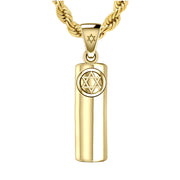 Men's Large 10K or 14K Yellow Gold Jewish Star of David Mezuzah Pendant Necklace, 40mm - US Jewels