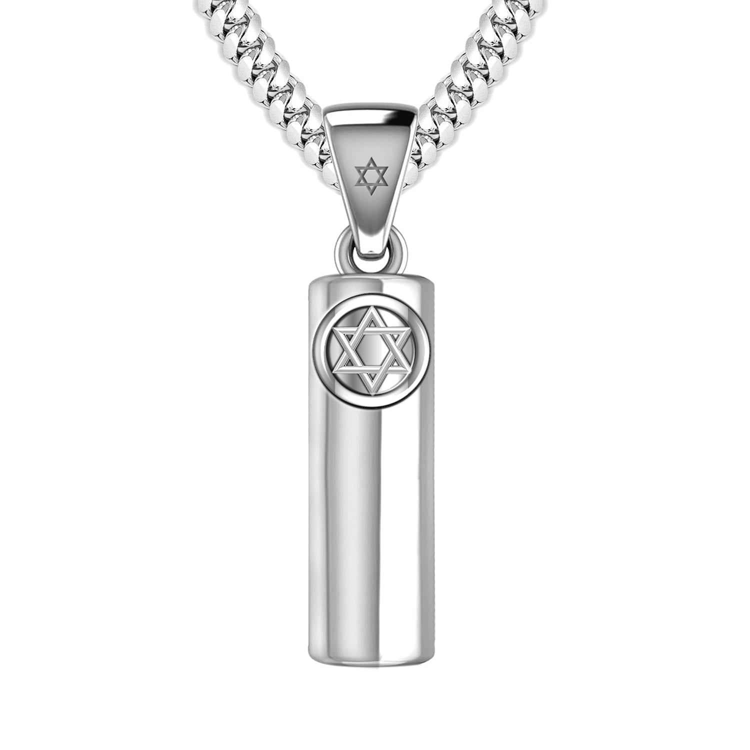 Sterling Silver 925 Mezuzah Pendant With Magen David – Handmade In Israel
