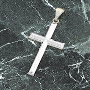 Men's Large 925 Sterling Silver Christian Cross Pendant Necklace, 44mm - US Jewels