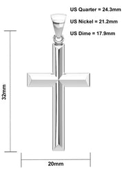 Men's Large 925 Sterling Silver Christian Cross Pendant Necklace, 44mm - US Jewels