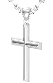 Men's Large 925 Sterling Silver Christian Cross Pendant Necklace, 44mm - US Jewels