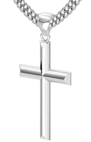 Men's Large 925 Sterling Silver Christian Cross Pendant Necklace, 44mm - US Jewels