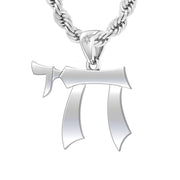 Men's Large 925 Sterling Silver Jewish Chai Sign of Life Pendant Necklace, 32mm - US Jewels