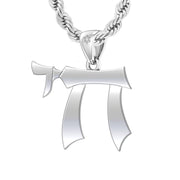 Men's Large 925 Sterling Silver Jewish Chai Sign of Life Pendant Necklace, 32mm - US Jewels