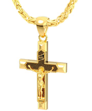 Men's Large Heavy Solid 14K Yellow Gold Crucifix Cross Pendant Necklace, 43mm - US Jewels