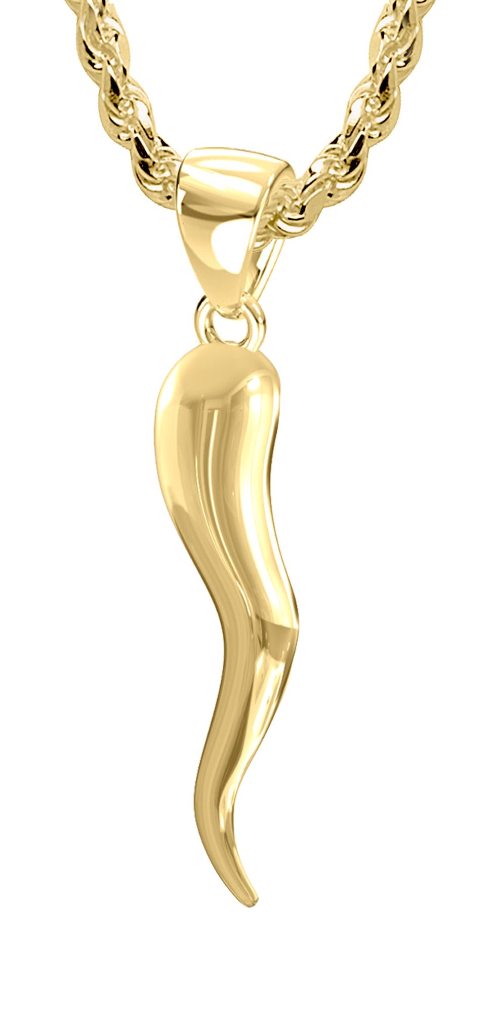 Gold Chain Necklace Cornicello Necklace Mens 14k Italian Horn 14KT