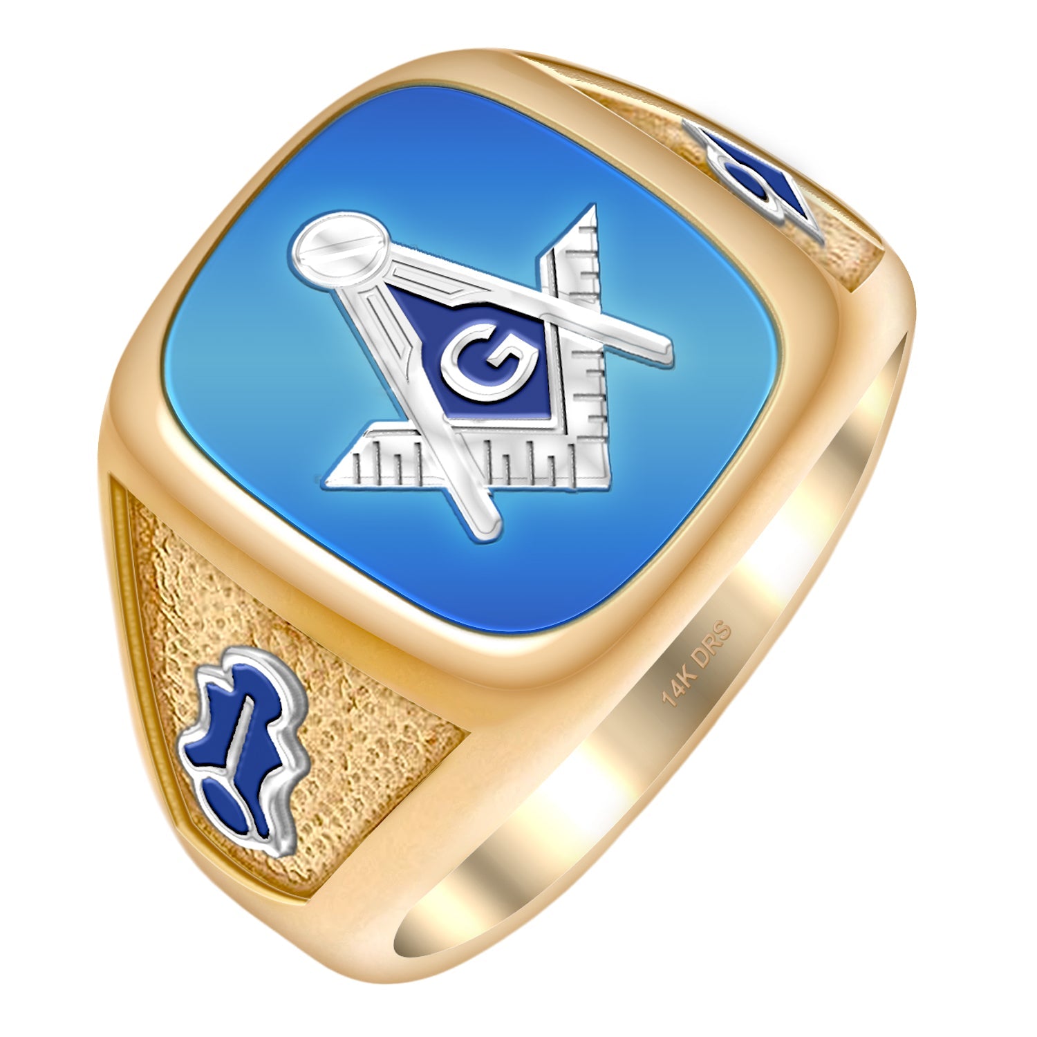 Men's Solid Back 10k or 14k Gold Masonic Ring - US Jewels