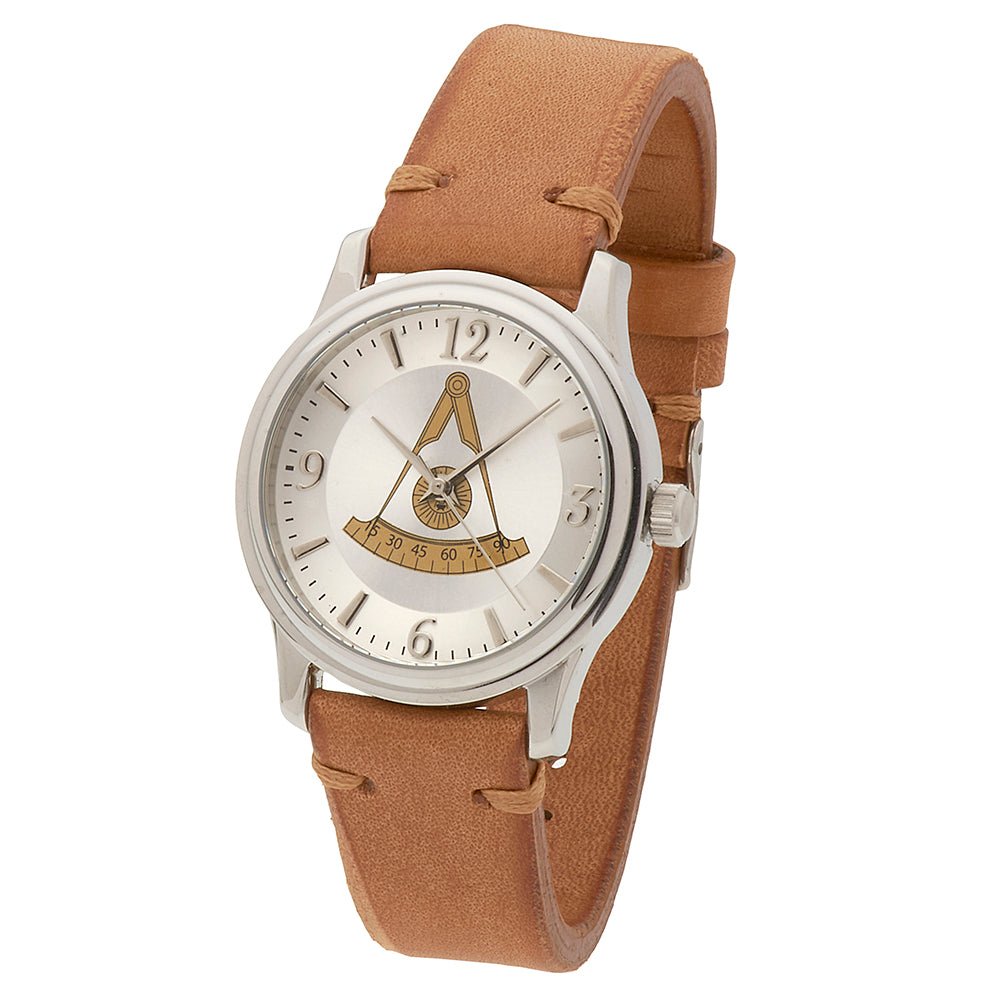 Bulova Watch Masonic Watch With Tan Leather Strap