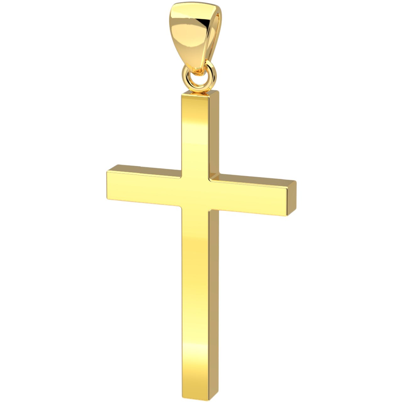 Men's XL Heavy Solid 2in 14K Yellow Gold Christian Cross Pendant Necklace, 50mm - US Jewels