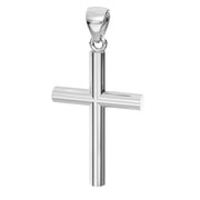 Men's XL Heavy Solid 2in 925 Sterling Silver Christian Cross Pendant Necklace, 50mm - US Jewels
