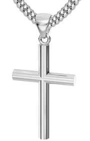Men's XL Heavy Solid 2in 925 Sterling Silver Christian Cross Pendant Necklace, 50mm - US Jewels