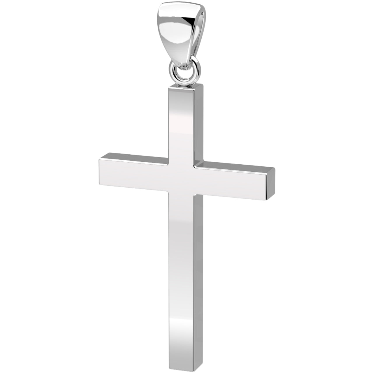 Men's XL Heavy Solid 2in 925 Sterling Silver Cross Pendant Necklace, 50mm - US Jewels
