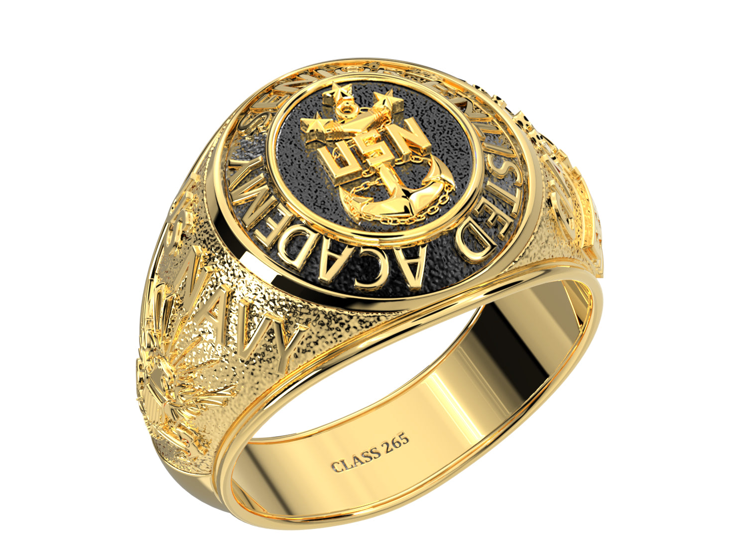 Men's or Ladies Customizable Senior Enlisted Academy Class Ring CPO1893 -  Men's / 10k Yellow Gold Antique Top