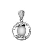 Small 925 Sterling Silver 3D Baseball Sport Ball Pendant Necklace, 13mm - US Jewels