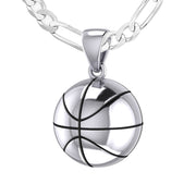 Small 925 Sterling Silver 3D Basketball Pendant Necklace, 13mm - US Jewels