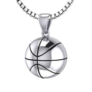 Small 925 Sterling Silver 3D Basketball Pendant Necklace, 13mm - US Jewels