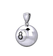 Small 925 Sterling Silver 3D Eight 8 Ball Billiards Pendant Necklace, 13mm - US Jewels