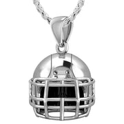 Small 925 Sterling Silver 3D Football Helmet Pendant Necklace, 16.5mm - US Jewels