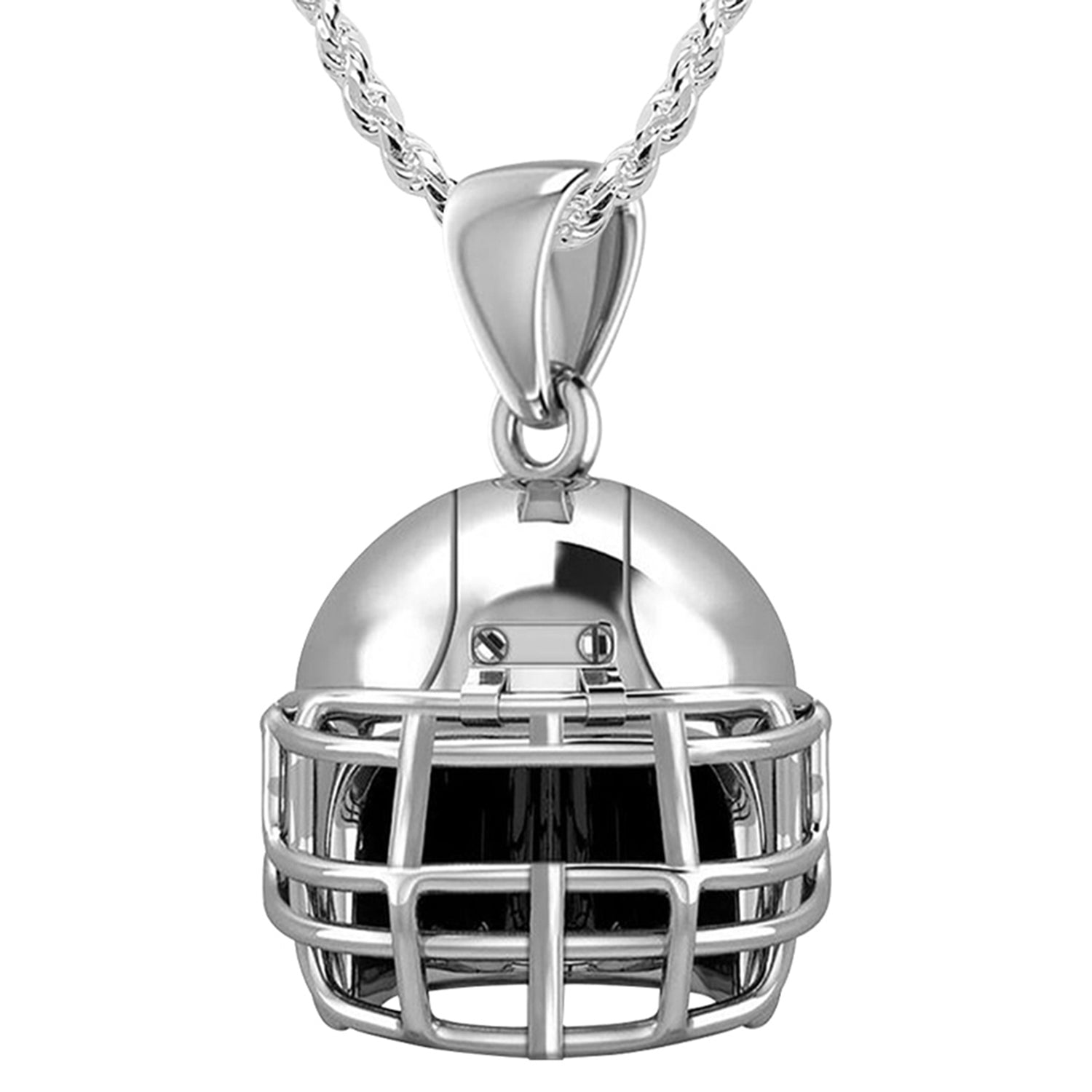 Small 925 Sterling Silver 3D Football Helmet Pendant Necklace, 16.5mm - US Jewels