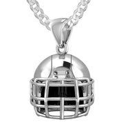 Small 925 Sterling Silver 3D Football Helmet Pendant Necklace, 16.5mm - US Jewels