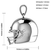 Small 925 Sterling Silver 3D Football Helmet Pendant Necklace, 16.5mm - US Jewels