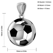 Small 925 Sterling Silver 3D Soccer Ball Football Pendant Necklace, 13mm - US Jewels