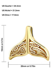 Solid 14k Yellow Gold Aboriginal Whale Tail Aquatic Charm Pendant Necklace - US Jewels