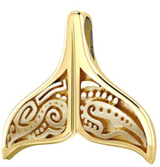 Solid 14k Yellow Gold Aboriginal Whale Tail Aquatic Charm Pendant Necklace - US Jewels